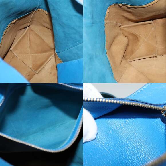 CELINE Horizontalkava Tote Bag Leather Blue Beige - Picture 12 of 12